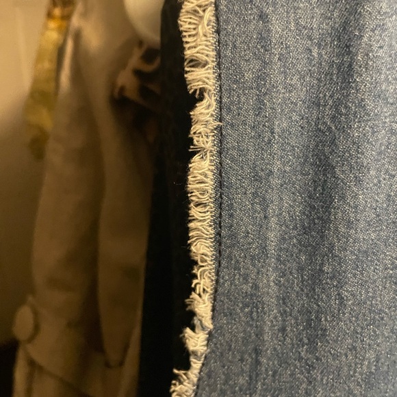 XXL blue Jean button down dress with rips down each front side - Picture 4 of 6